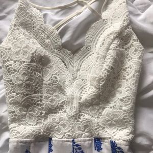 White and blue jumpsuit